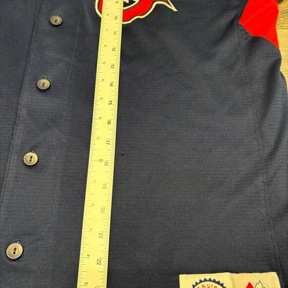 Vintage Y2K Majestic Cleveland Indians #41 Martinez Mens 2XL Button Up Jersey - Picture 5 of 10